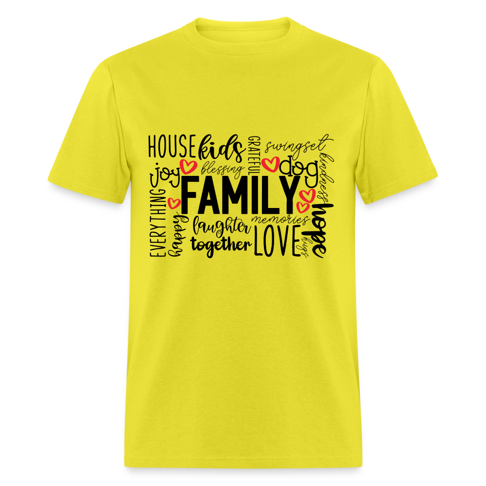 Family T-Shirt (Wordart Cloud) - yellow