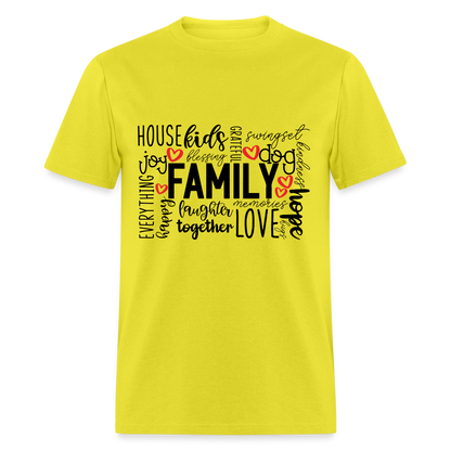 Family T-Shirt (Wordart Cloud) - yellow