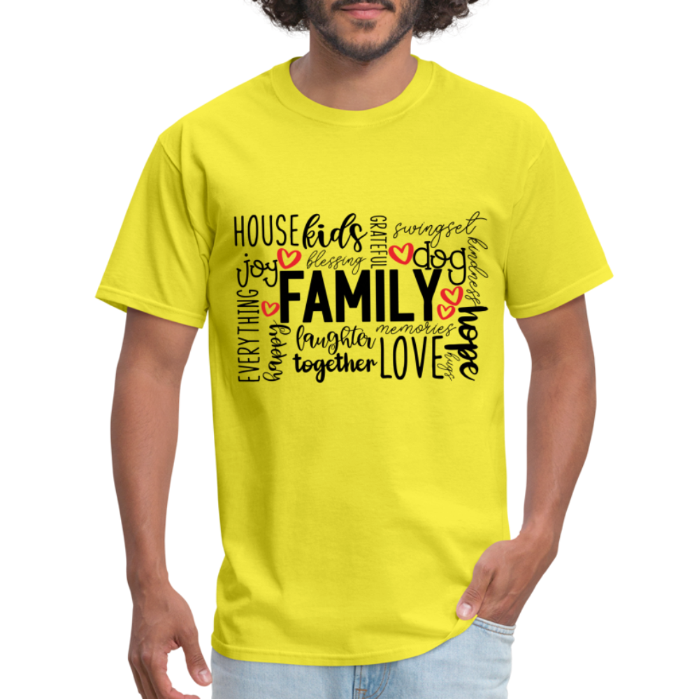 Family T-Shirt (Wordart Cloud) - yellow