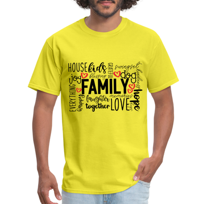 Family T-Shirt (Wordart Cloud) - yellow