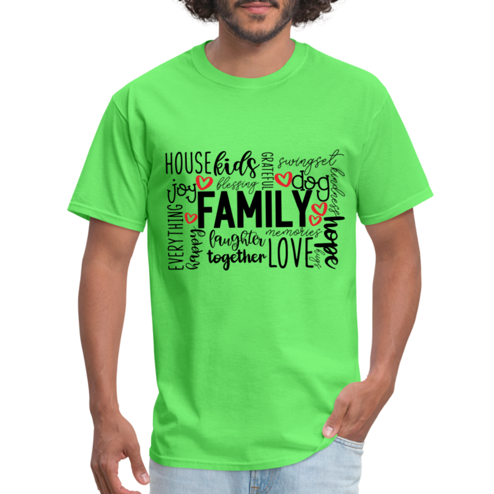 Family T-Shirt (Wordart Cloud) - kiwi