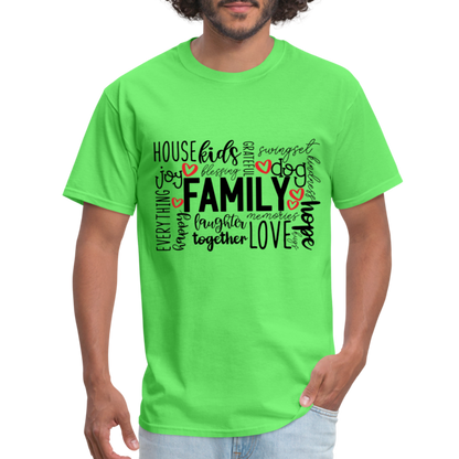 Family T-Shirt (Wordart Cloud) - kiwi