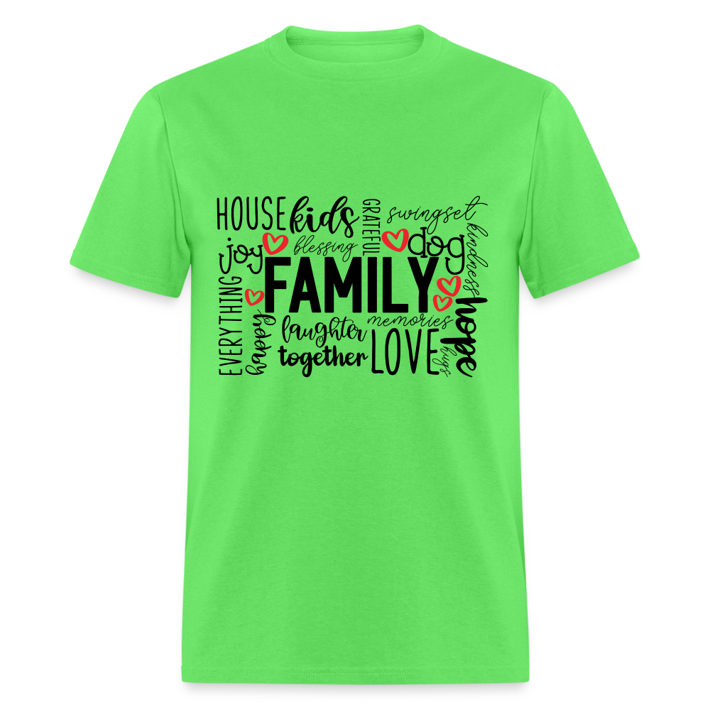 Family T-Shirt (Wordart Cloud) - kiwi