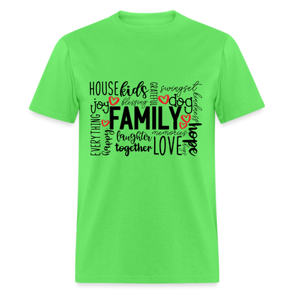 Family T-Shirt (Wordart Cloud) - kiwi