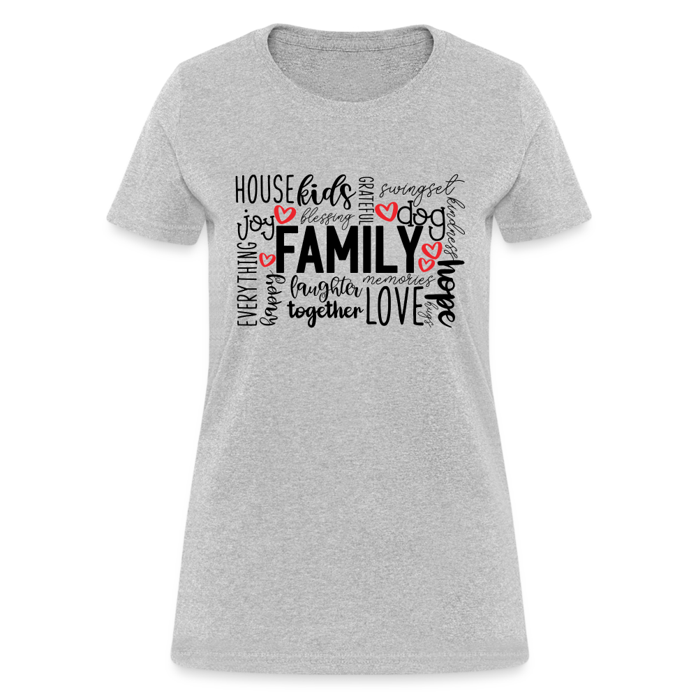 Family Women's T-Shirt (Wordart Cloud) - heather gray
