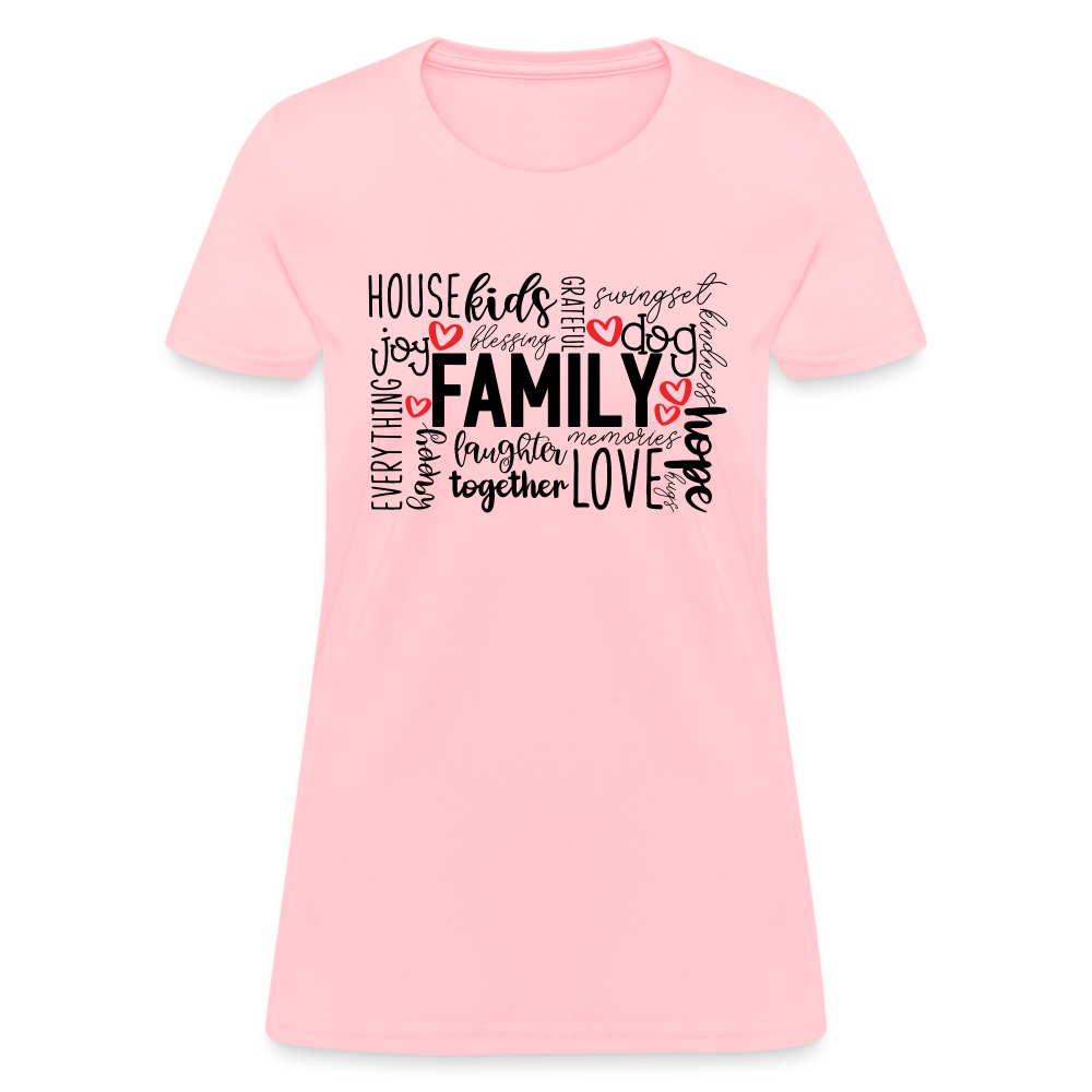 Family Women's T-Shirt (Wordart Cloud) - pink