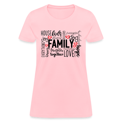 Family Women's T-Shirt (Wordart Cloud) - pink