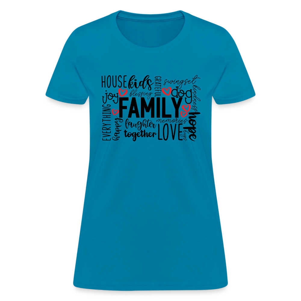 Family Women's T-Shirt (Wordart Cloud) - turquoise