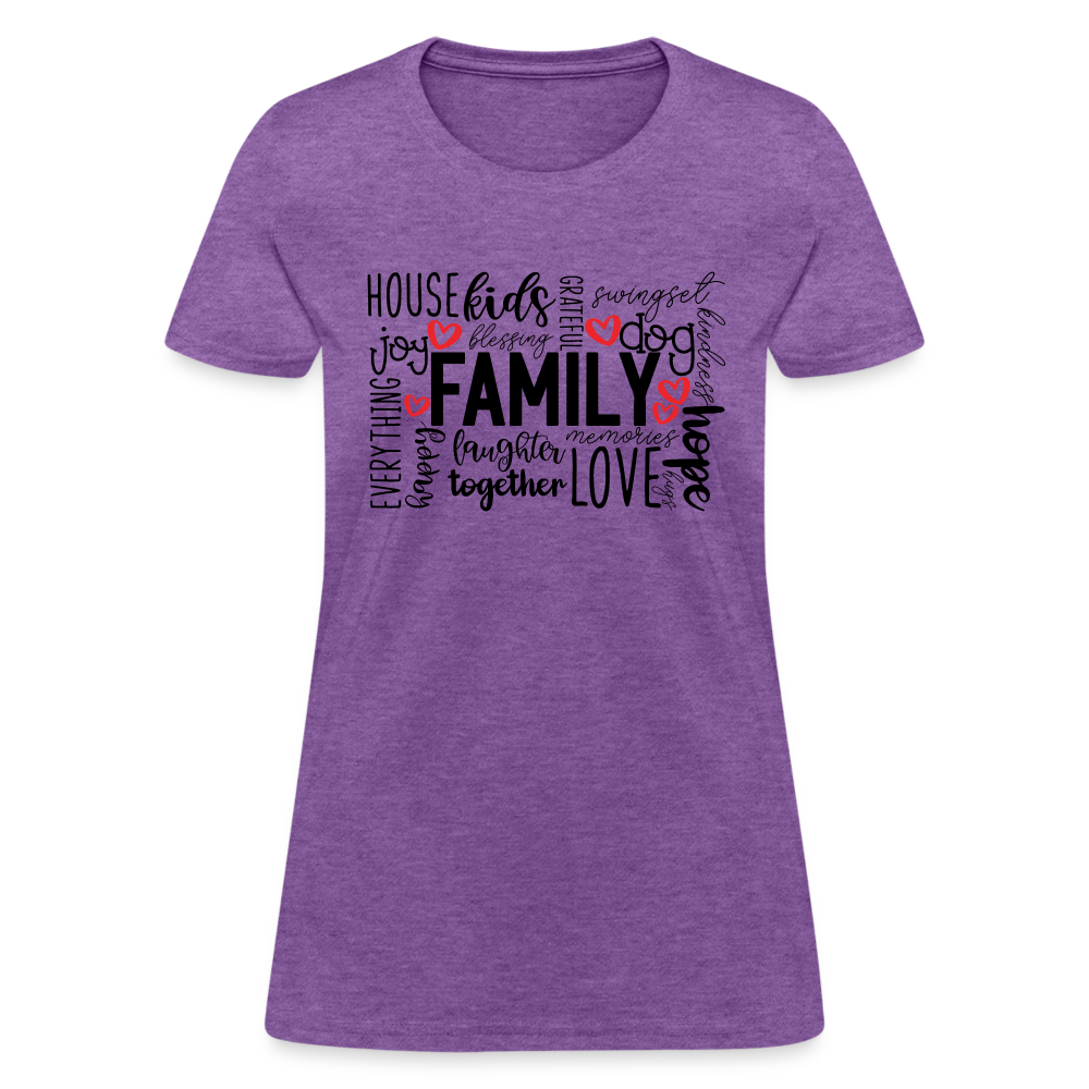 Family Women's T-Shirt (Wordart Cloud) - purple heather