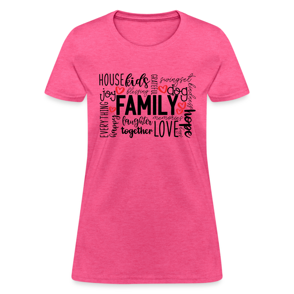 Family Women's T-Shirt (Wordart Cloud) - heather pink