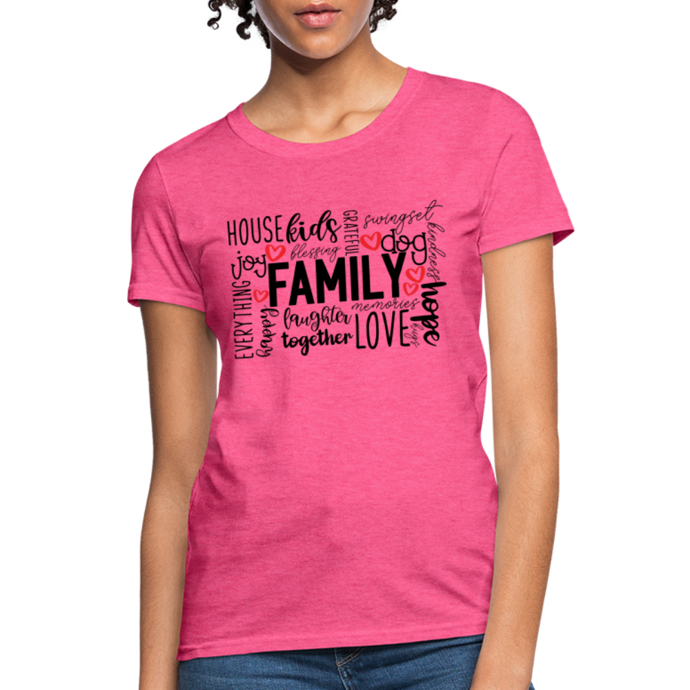 Family Women's T-Shirt (Wordart Cloud) - heather pink
