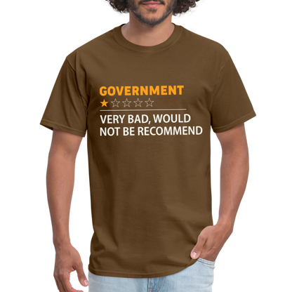 Government Rating T-Shirt (Very Bad Would Not Recommend) - brown