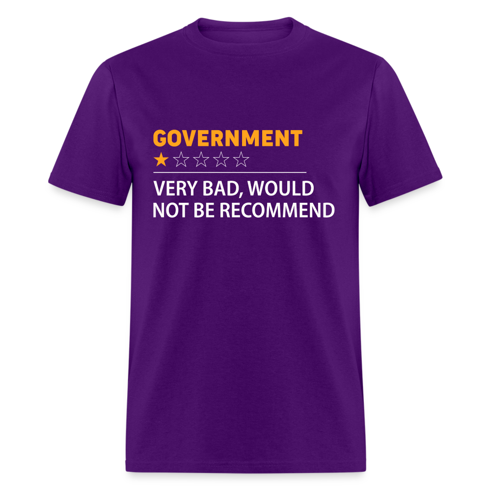 Government Rating T-Shirt (Very Bad Would Not Recommend) - purple