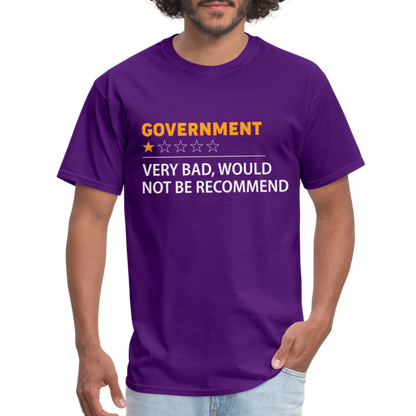 Government Rating T-Shirt (Very Bad Would Not Recommend) - purple