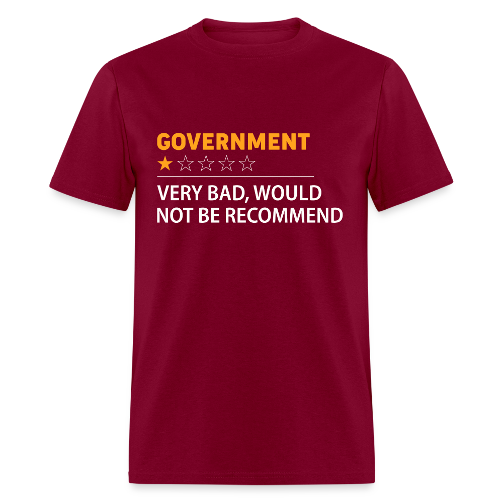 Government Rating T-Shirt (Very Bad Would Not Recommend) - burgundy