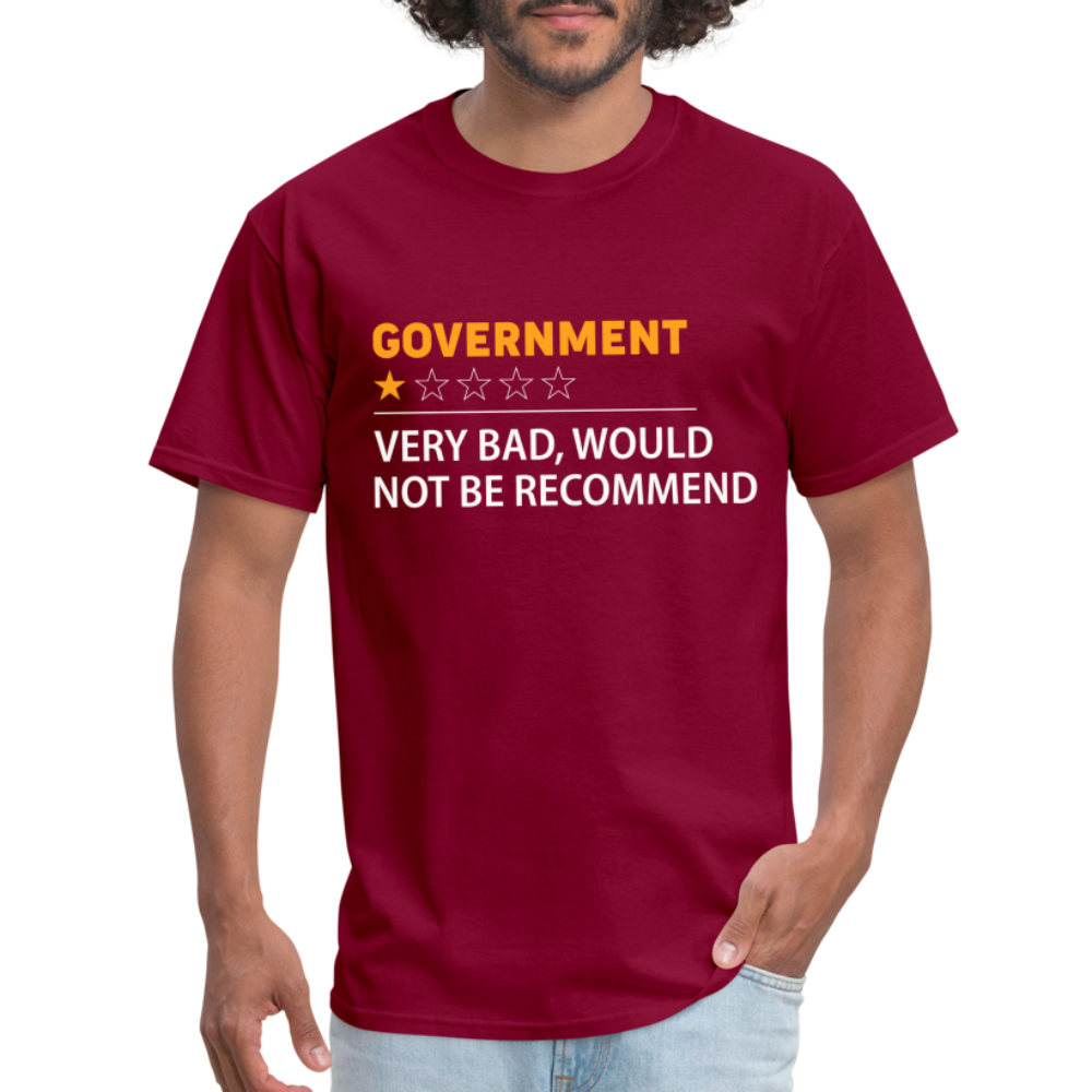 Government Rating T-Shirt (Very Bad Would Not Recommend) - burgundy