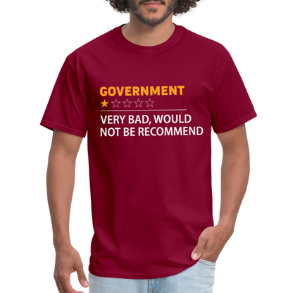 Government Rating T-Shirt (Very Bad Would Not Recommend) - burgundy