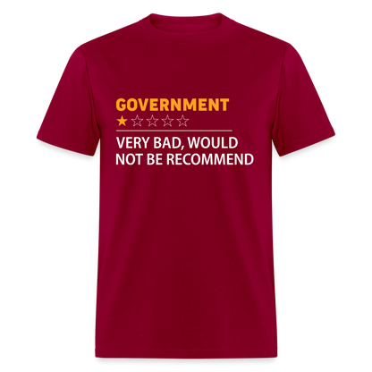 Government Rating T-Shirt (Very Bad Would Not Recommend) - dark red