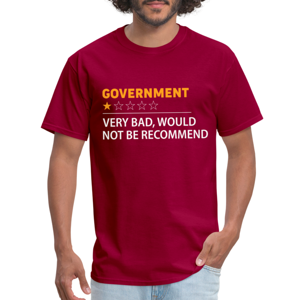 Government Rating T-Shirt (Very Bad Would Not Recommend) - dark red