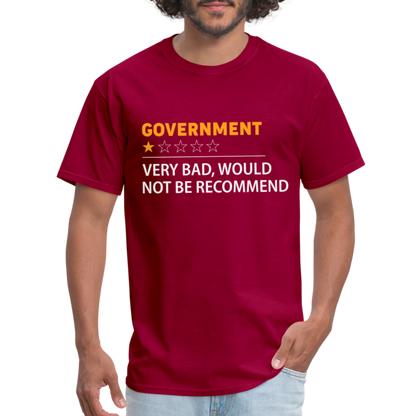 Government Rating T-Shirt (Very Bad Would Not Recommend) - dark red