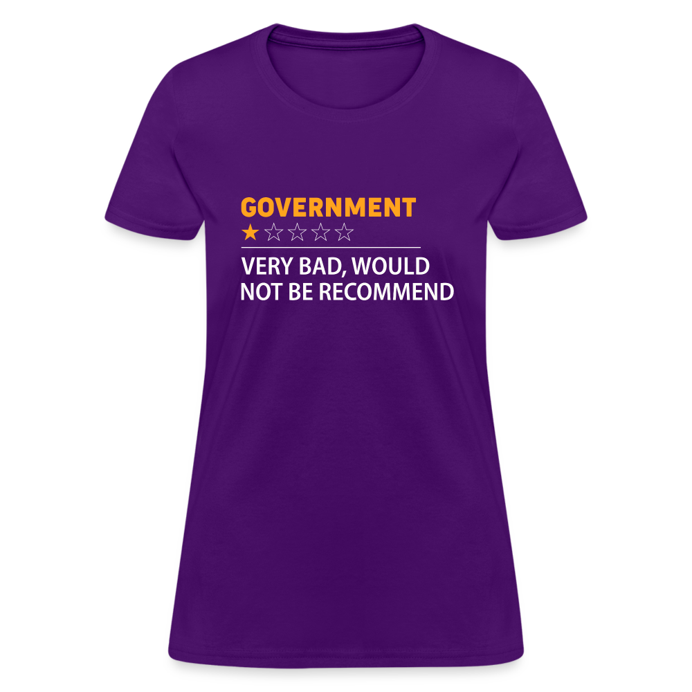 Government Rating Women's T-Shirt (Very Bad Would Not Recommend) - purple