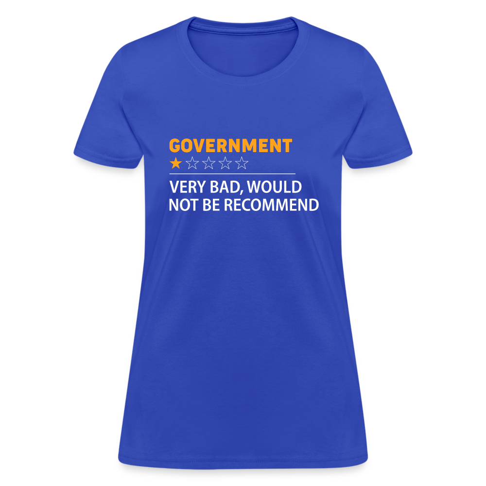 Government Rating Women's T-Shirt (Very Bad Would Not Recommend) - royal blue