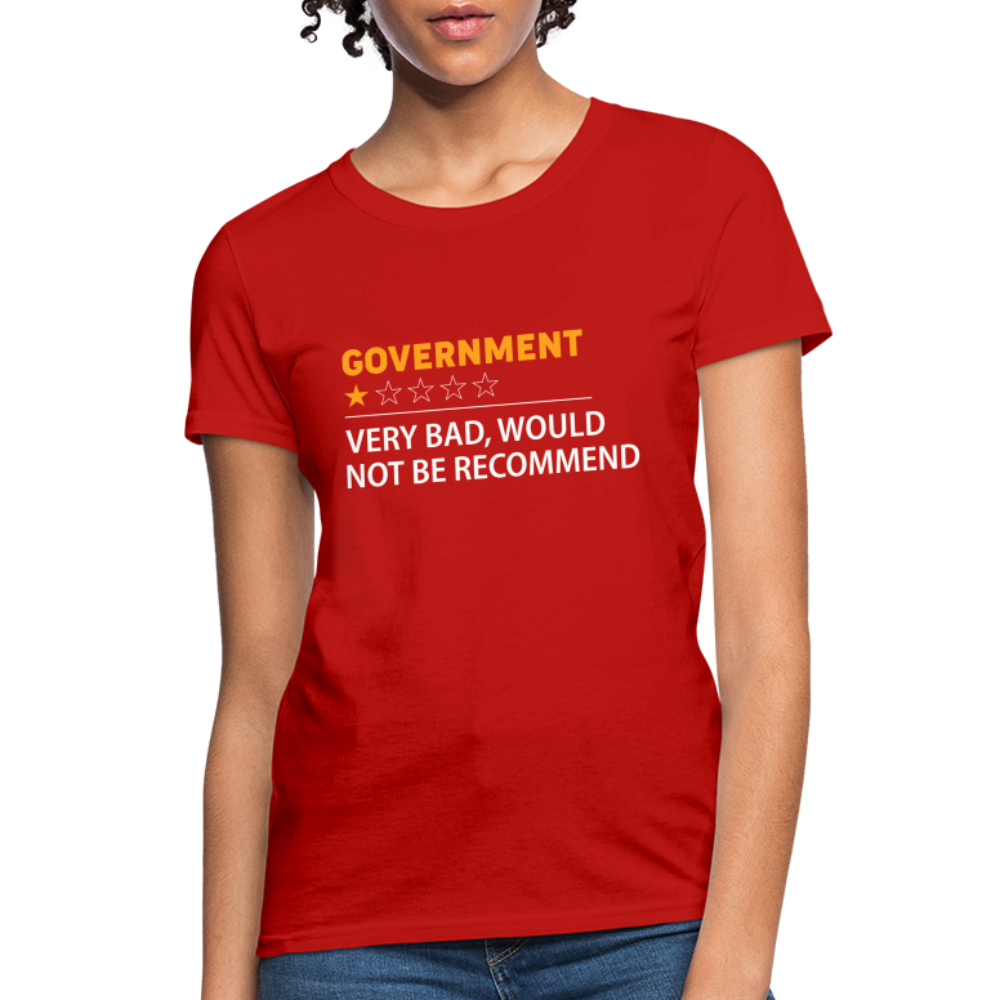 Government Rating Women's T-Shirt (Very Bad Would Not Recommend) - red