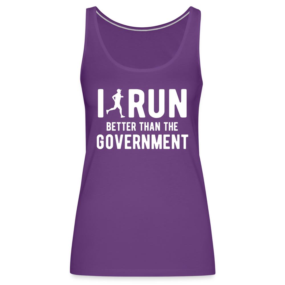 I Run Better Thank Government Women’s Premium Tank Top - purple