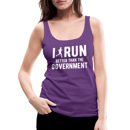 I Run Better Thank Government Women’s Premium Tank Top - purple