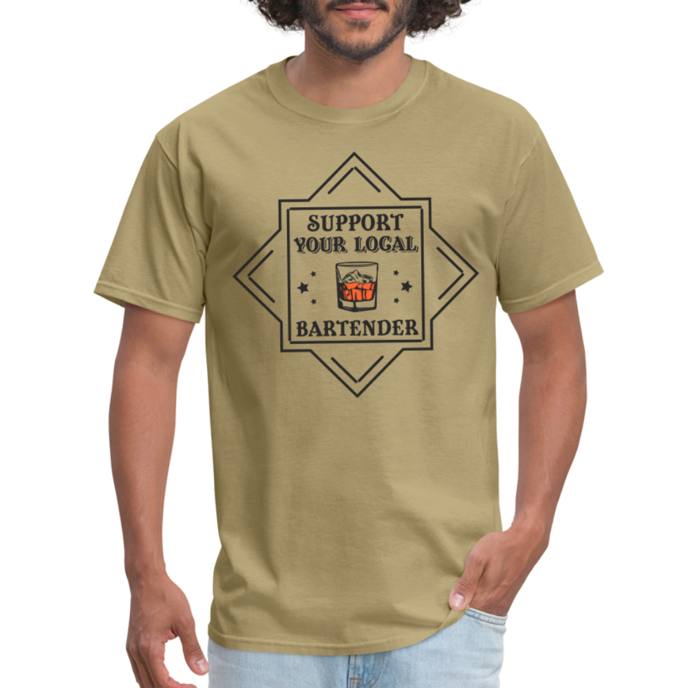 Support Your Local Bartender T-Shirt - khaki