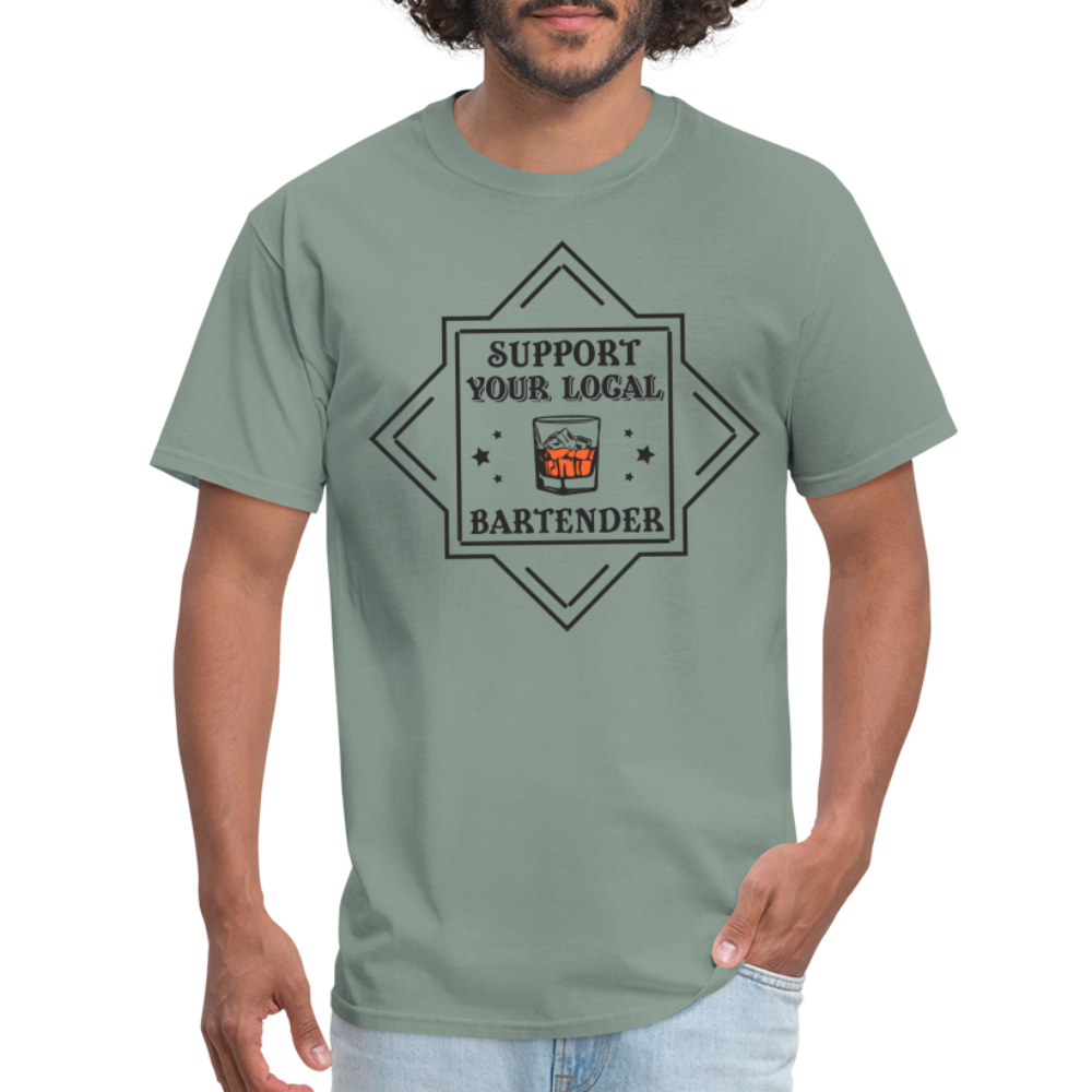 Support Your Local Bartender T-Shirt - sage