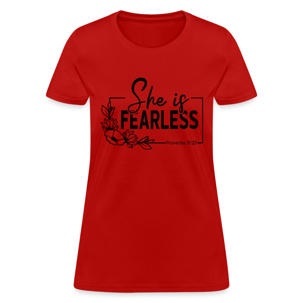She Is Fearless Women's T-Shirt (Proverbs 31:25) - red