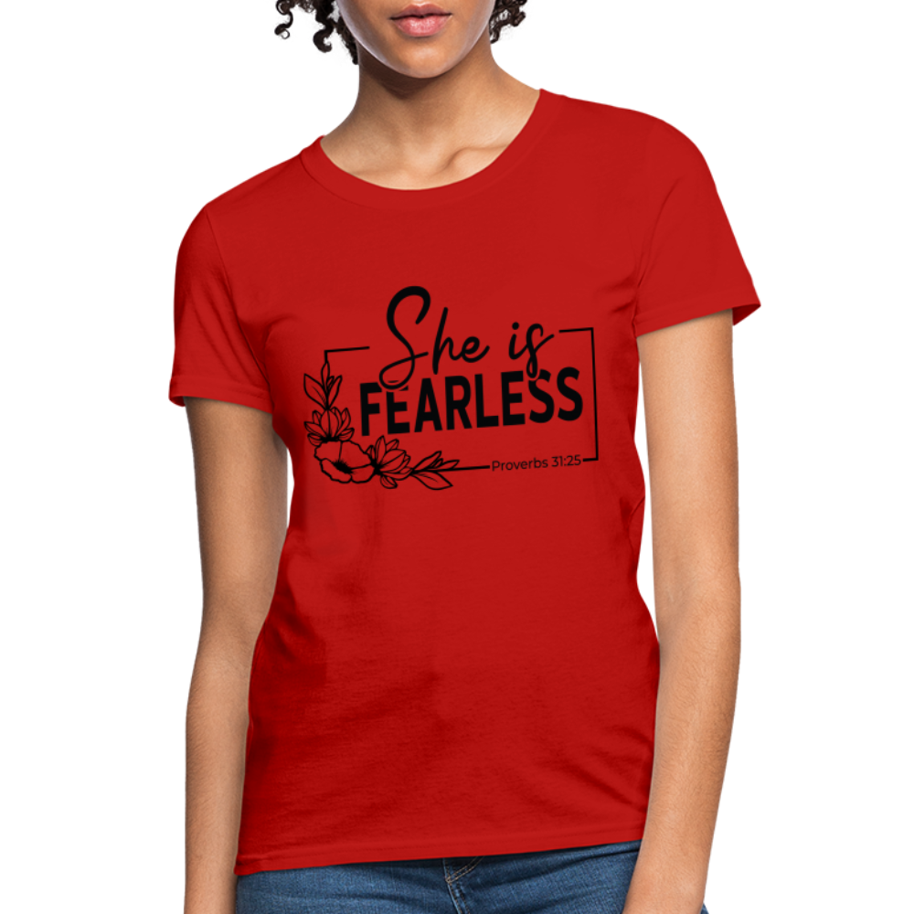 She Is Fearless Women's T-Shirt (Proverbs 31:25) - red
