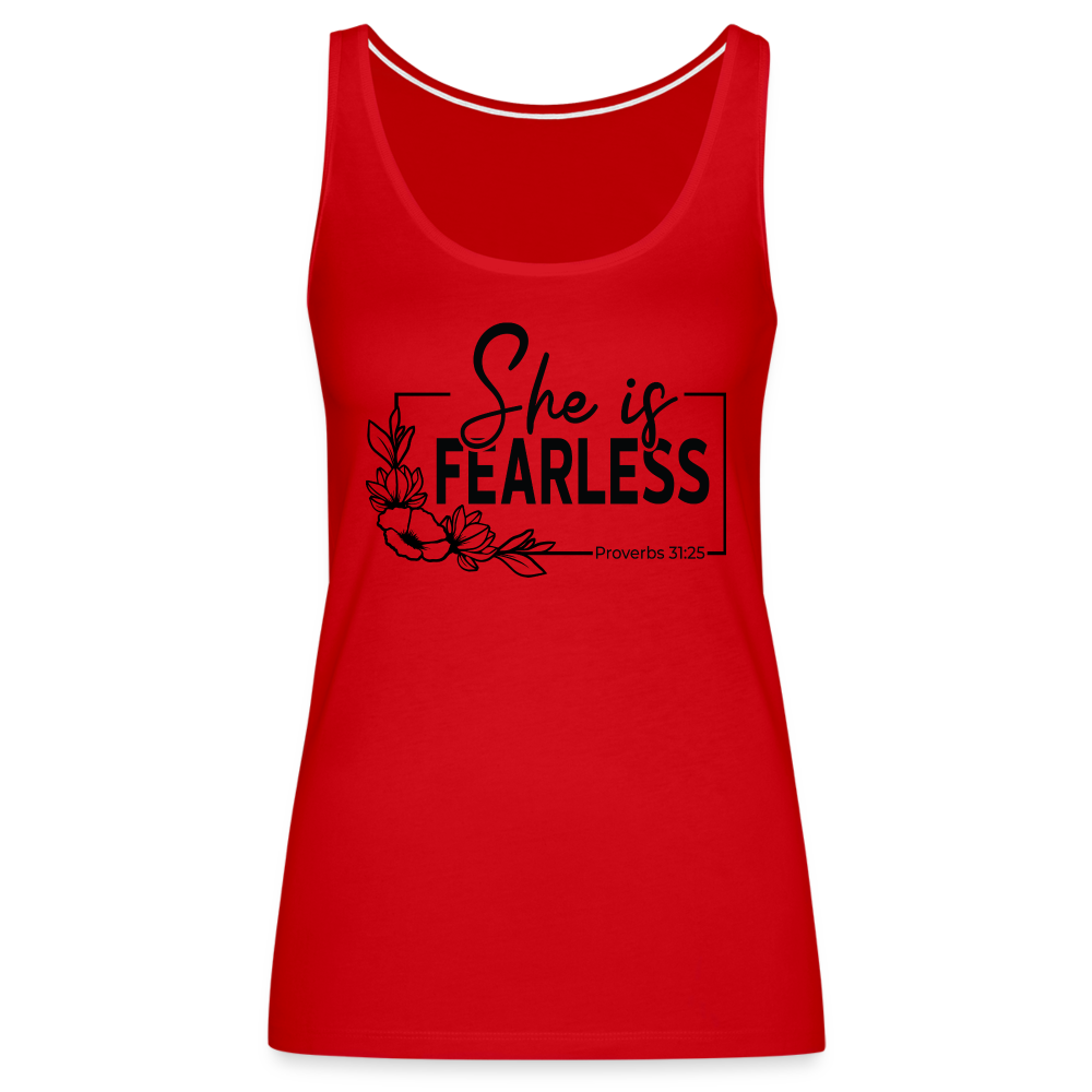 She Is Fearless Women’s Premium Tank Top (Proverbs 31:25) - red