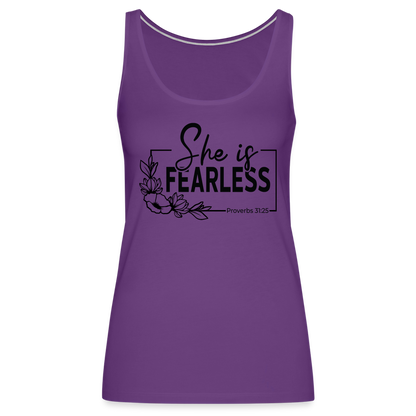 She Is Fearless Women’s Premium Tank Top (Proverbs 31:25) - purple