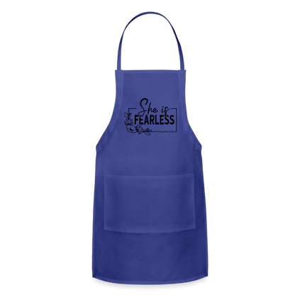 She Is Fearless Adjustable Apron (Proverbs 31:25) - royal blue