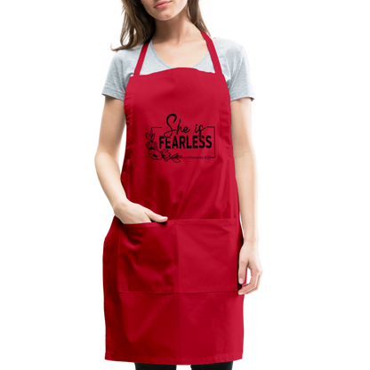 She Is Fearless Adjustable Apron (Proverbs 31:25) - red