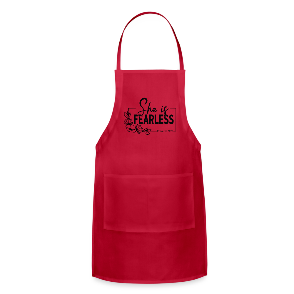 She Is Fearless Adjustable Apron (Proverbs 31:25) - red