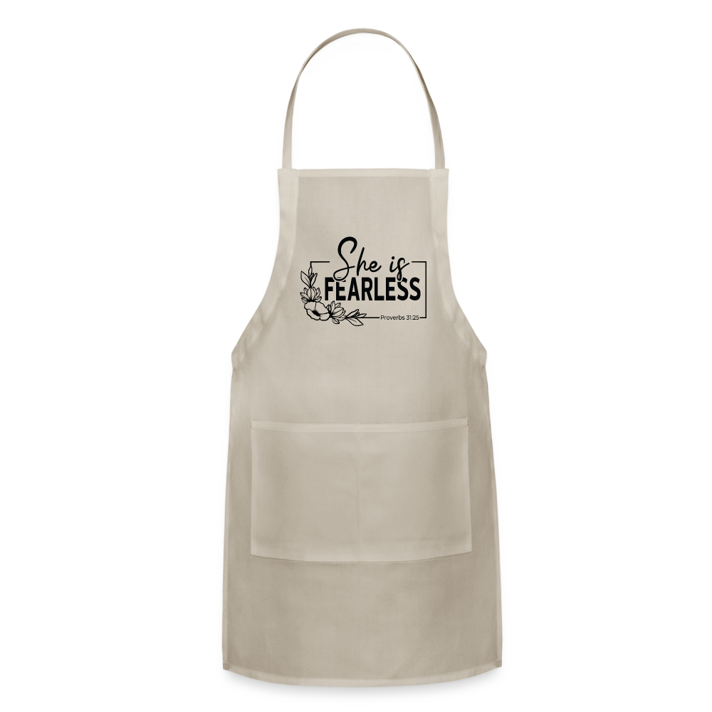 She Is Fearless Adjustable Apron (Proverbs 31:25) - natural