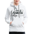 She Is Fearless Women’s Premium Hoodie (Proverbs 31:25)