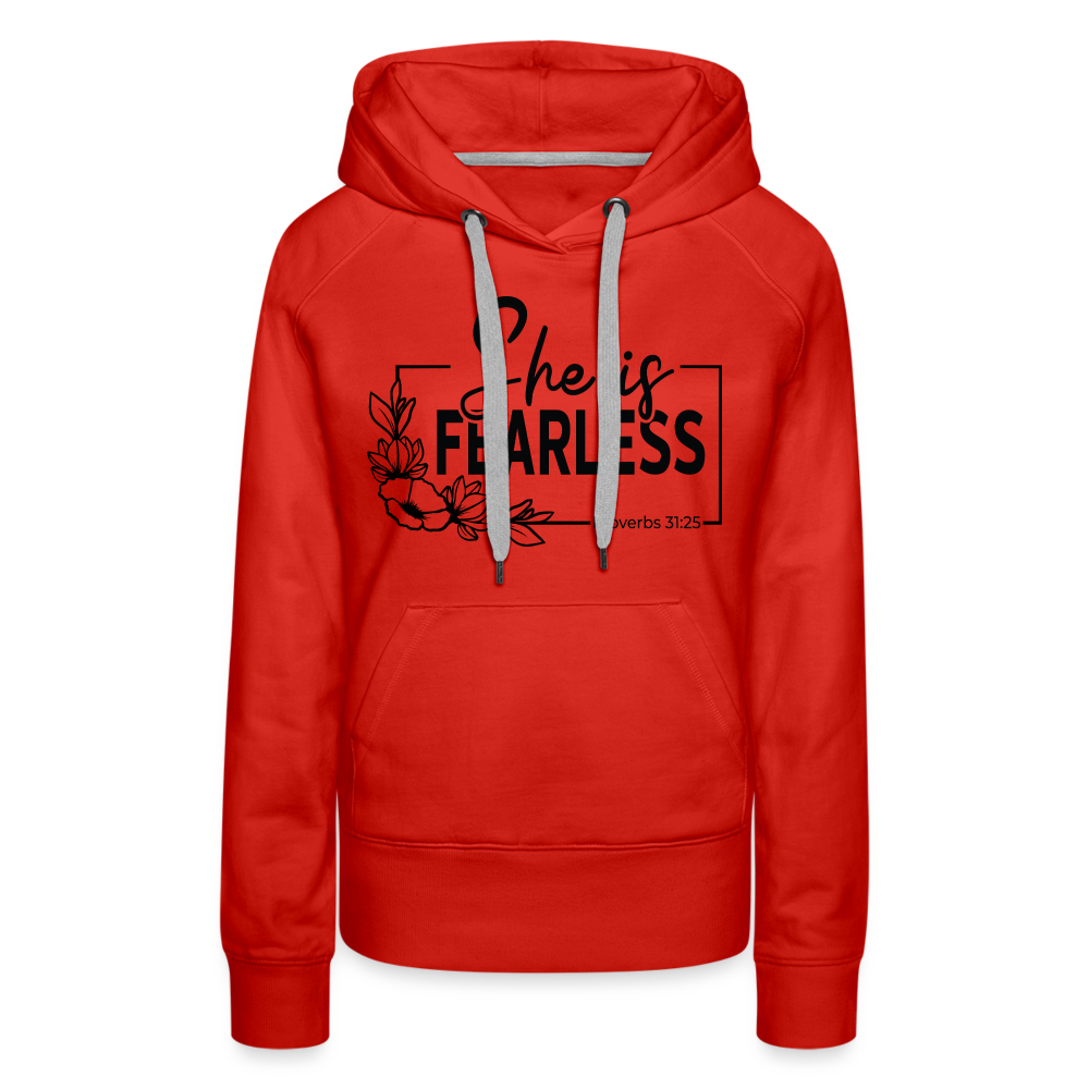She Is Fearless Women’s Premium Hoodie (Proverbs 31:25) - red