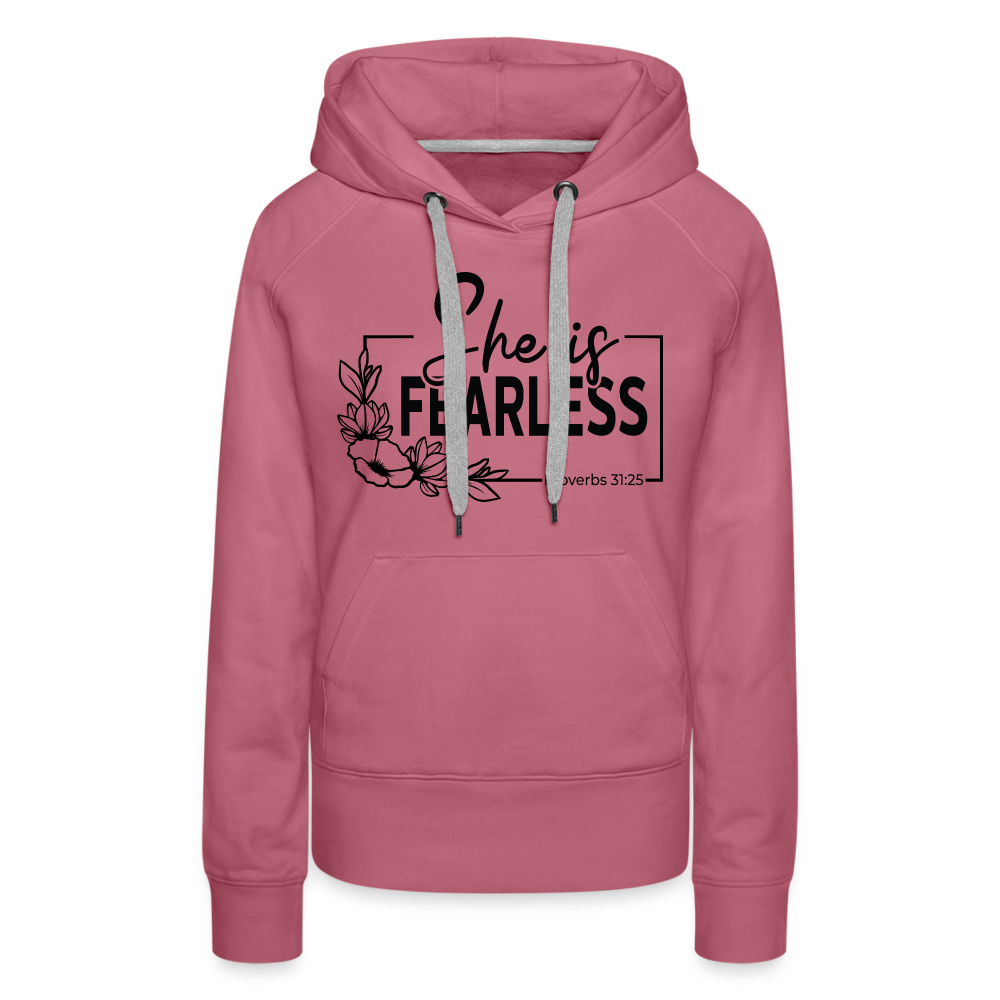She Is Fearless Women’s Premium Hoodie (Proverbs 31:25) - mauve