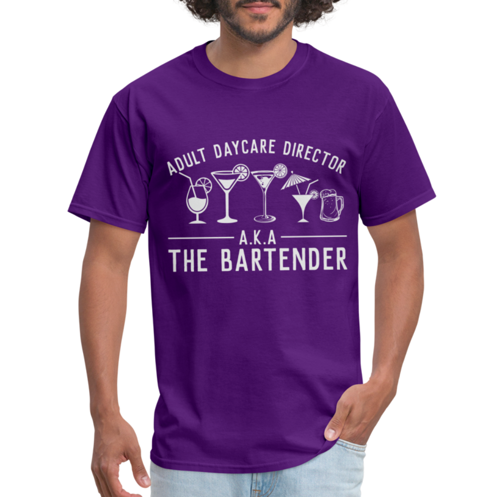 Adult Daycare Director T-Shirt (Bartender) - purple