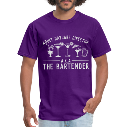 Adult Daycare Director T-Shirt (Bartender) - purple