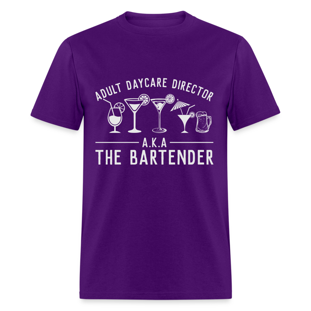 Adult Daycare Director T-Shirt (Bartender) - purple