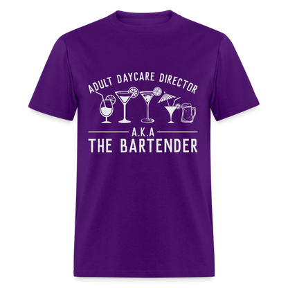 Adult Daycare Director T-Shirt (Bartender) - purple