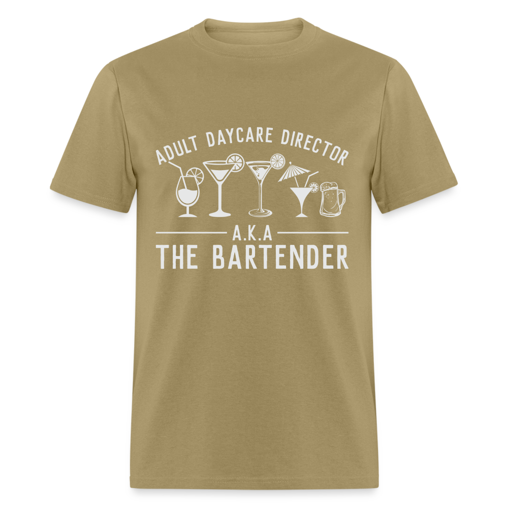 Adult Daycare Director T-Shirt (Bartender) - khaki