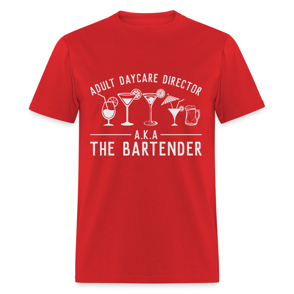 Adult Daycare Director T-Shirt (Bartender) - red