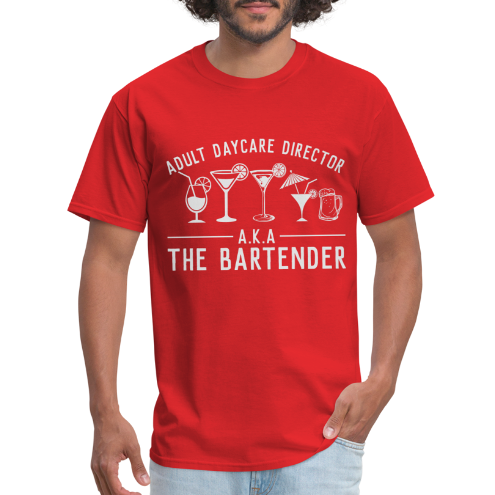 Adult Daycare Director T-Shirt (Bartender) - red