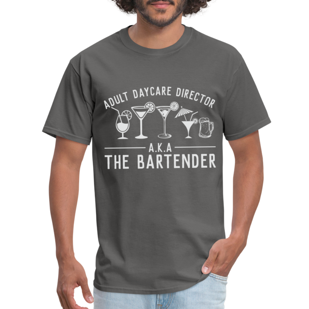 Adult Daycare Director T-Shirt (Bartender) - charcoal